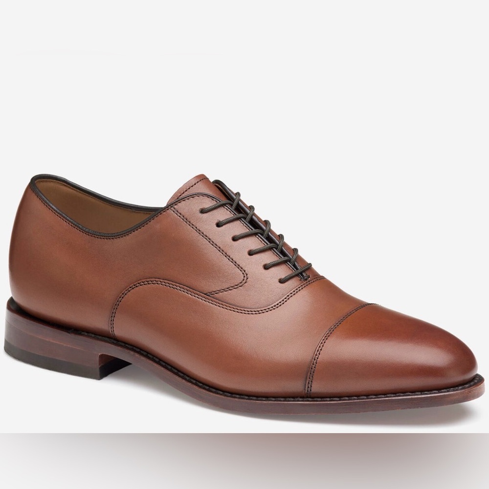 Johnston & Murphy Melton Cap Toe dress shoes in tan calfskin